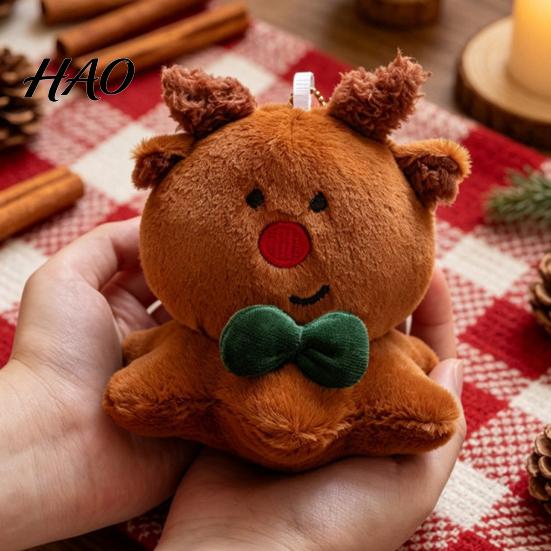 Festive Bag Decoration Christmas Plush Hanging Ornament, Santa Gingerbread Man Deer Snowman Stuffed Toy with Elk Pendant Loop , Tree Mantel