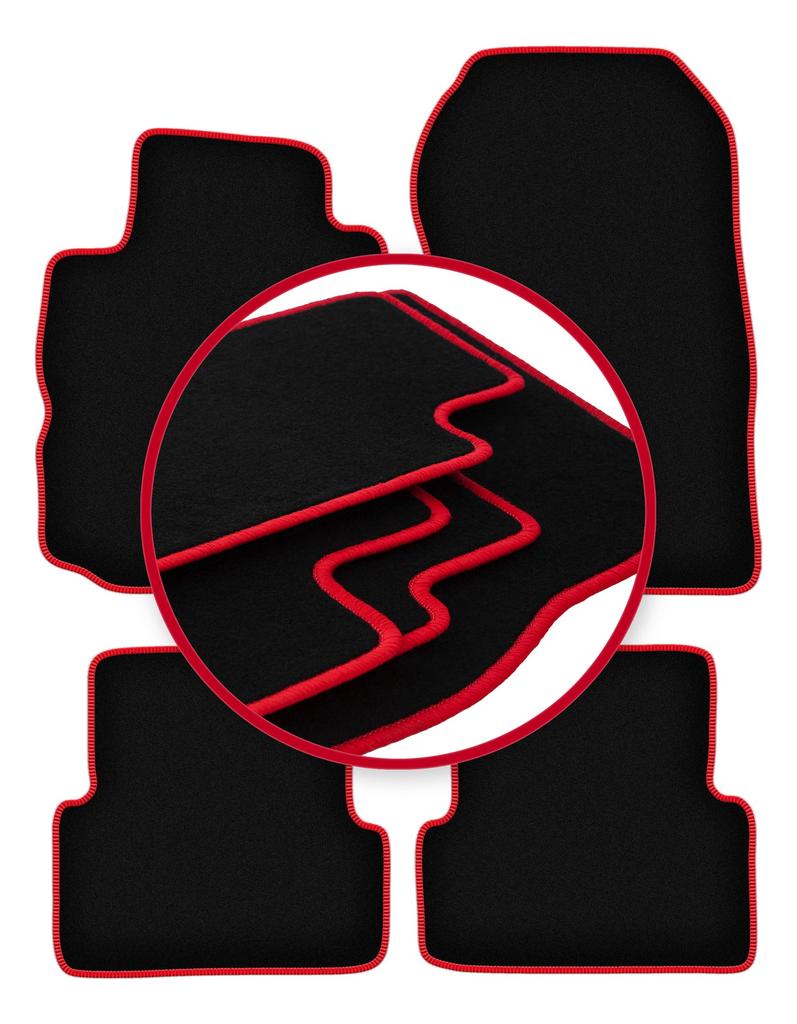 Велюровые коврики с красной окантовкой для: Минивэн Renault Modus (2004-2012 гг.)