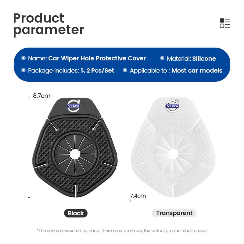 AABBL1 Car Windshield Wiper Arm Hole Protection Cover Silicone Dust Cover For Volvo V60 S40 S60 XC40 XC60 XC90 V90 V70 C70 Auto Styling