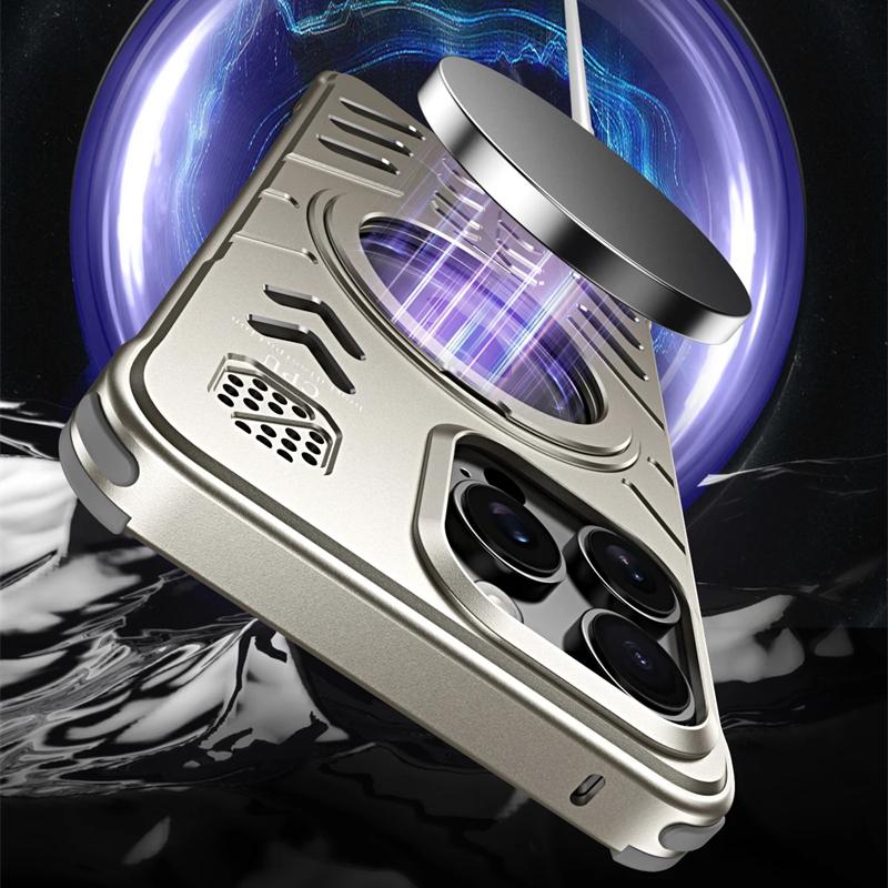 Роскошный алюминиевый металлический безрамный чехол для телефона iPhone 16 15 Pro Max Magsafe Magnetic Bumper с вращением на 360° и подставкой для ароматерапии