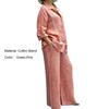 2 Pcs/Set Women Shirt Pants Suit Solid Color Breathable Buttons Loose Lightweight Soft Single-breasted Plus Size Turn-down