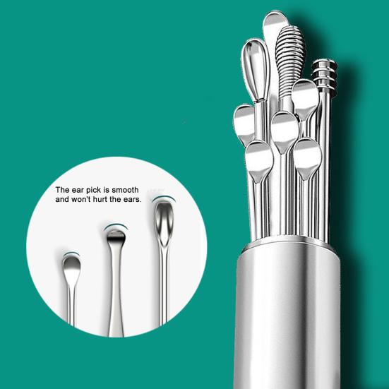 Ухочистка Набор для удаления ушной серы Ушная кюретка Очиститель 360-градусный спиральный дизайн Очиститель слухового прохода Инструмент для чистки ушей Набор