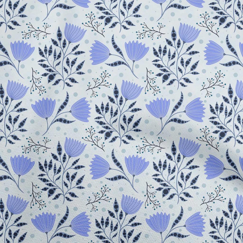 oneOone Cotton Flex Gray Fabric Dotted Floral Fabric For Sewing Printed Craft Fabric By The Yard 40 Inch