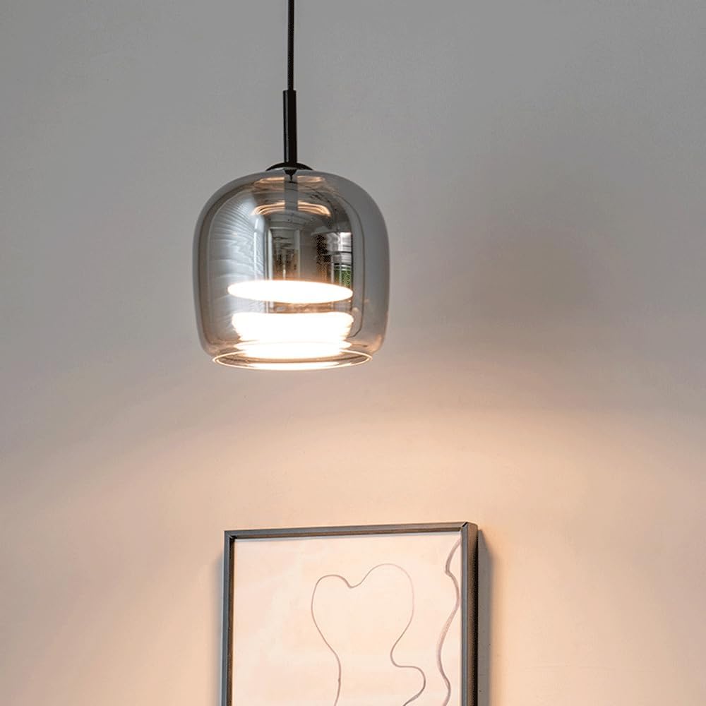 Modern Minimalist Creative High-end Sense Light Luxury Master Bedroom and Dining Room Single-head LED Color-changing Chandelier 12W Gray