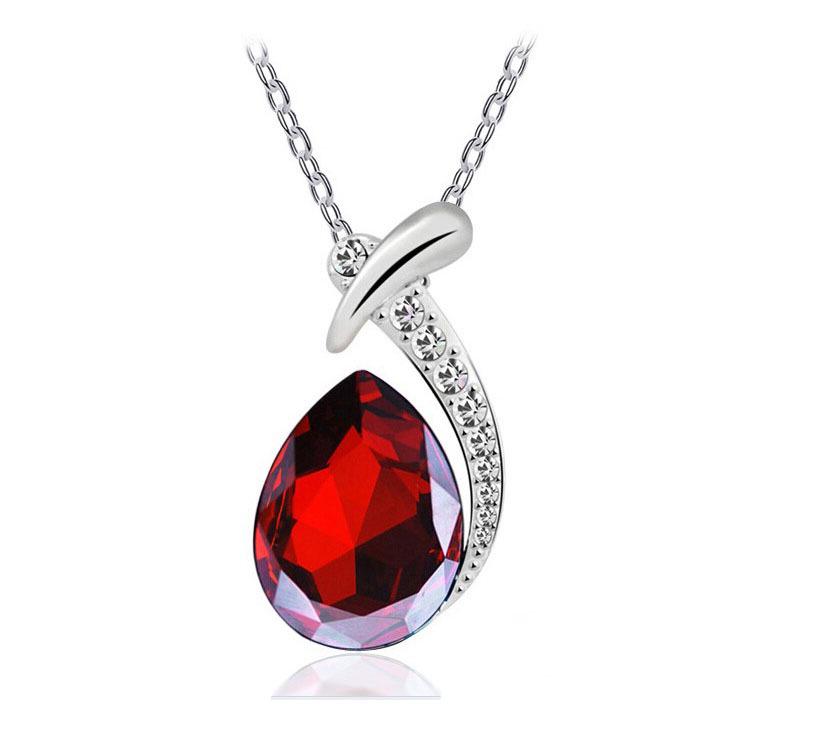 Korean Fashion Glass Crystal Water Drop Necklace Pendant