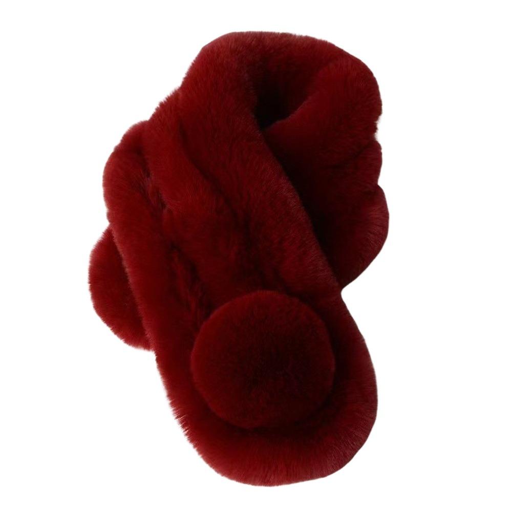 Faux Rabbit Fur Plush Cross Scarf Thicken Double-sided Neck Cover Shawl Women Girls