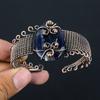 Natural Sodalite Gemstone Handmade Copper Wire Wrap Bangle Adjustable o5A27
