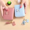 Women Tassel Pendant Zipper Bank Card PU Leather Coin Purse Short Wallet Card Holder Bear Wallet
