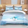 Cute Penguin Bedding 3 Piece Set King Size Double Bed Bedding Set Microfiber or Polyester Duvet Cover Set Kids Bedroom Bed Set