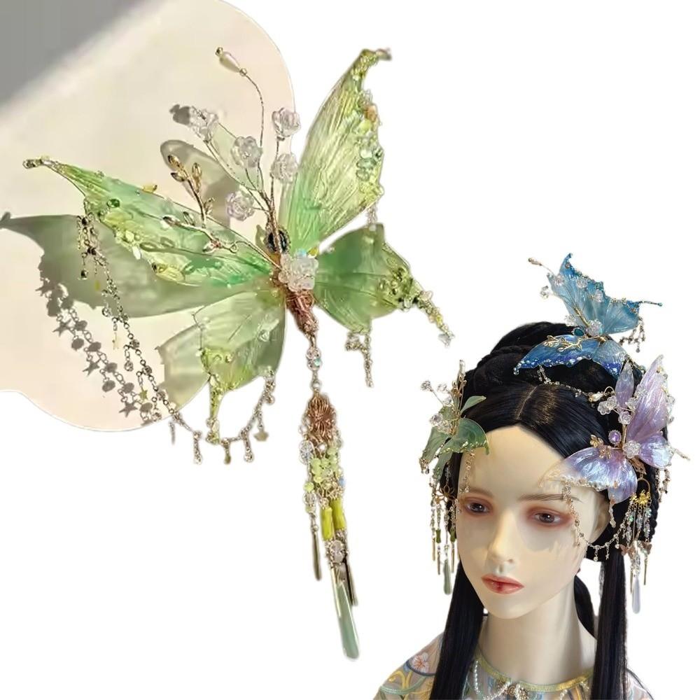 Colorful Butterfly Tassel Hair Clip Sweet Mermaid Hair Accessories Butterfly Hair Claw Retro Style