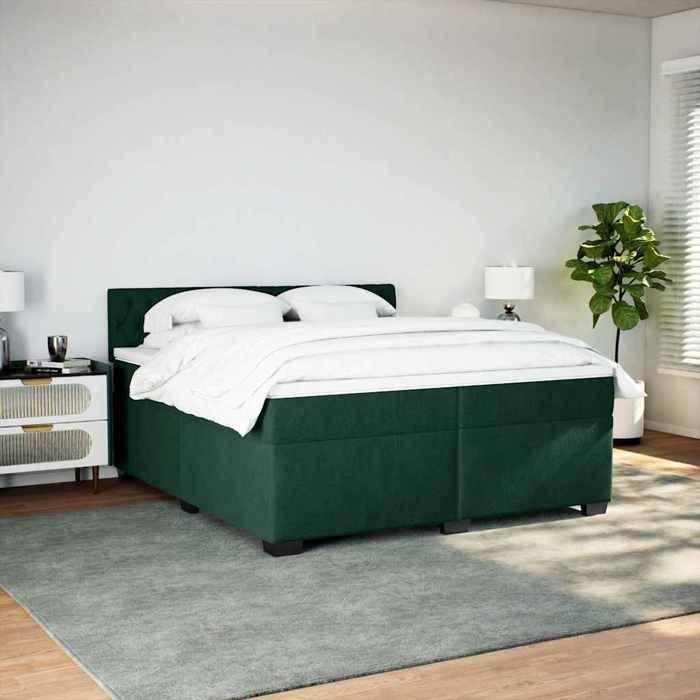 Maison Exclusive - Sommier à lattes de lit et matelas Vert foncé 200x200cm Velours