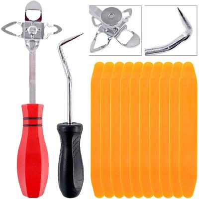 Набор из 12 предметов для установки лобового стекла, 10 предметов - инструмент для установки молдинга, 1 предмет - смещенный инструмент для установки лобового стекла, 1 предмет - съемник шплинтов для установки