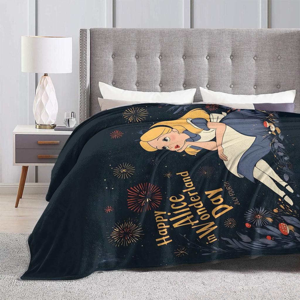 Alice In Wonderland  Knitted Blanket  Plush Throw Blanket Bed Sofa Decoration Soft Warm Bedsprea,