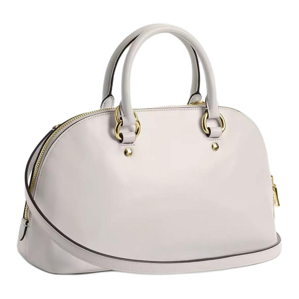 Coach Сумка-портфель 32 Золотой металлический логотип-тележка Кожаная сумка через плечо Большая женская сумка через плечо Мелово-серый CDV19-IMCHK