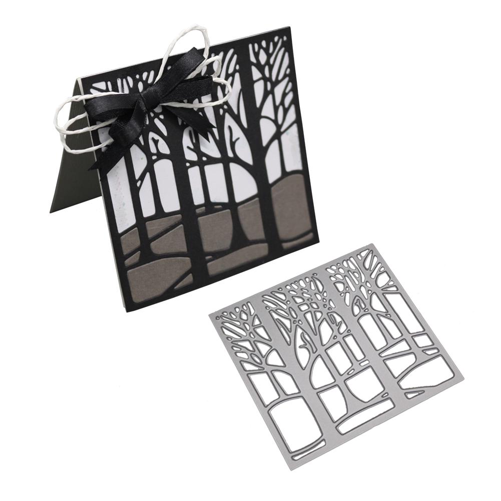 Square Frame Forest Metal Silvery Stencil Embossing Cutting Dies For Diy Scrapbooking Paper Album Cards Making