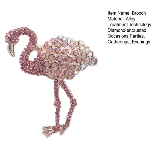 Брошь с фламинго, полная бриллиантов, сплав, корсаж с животными, сверкающие аксессуары для одежды, модная брошь, булавка для женщин