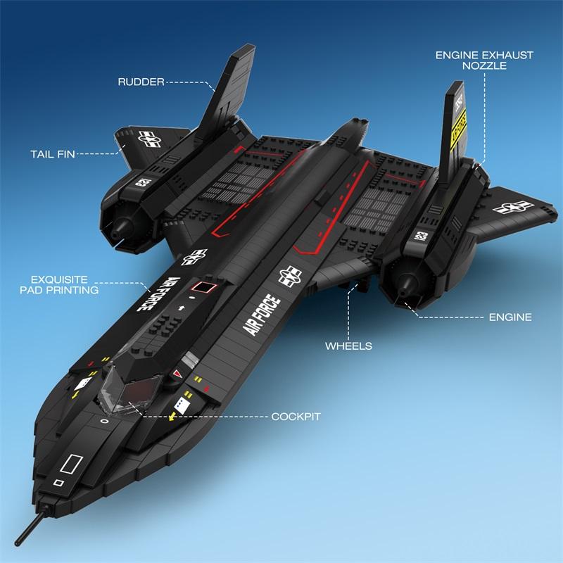Нетоксичный 1775 деталей Истребитель SR-71 Blackbird Строительные блоки Технический набор Moc Модель Военного Самолета Подарок Для Взрослых Детей В Школу