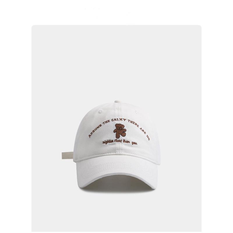 Cute Dancing Bear Embroidered Baseball Cap for Women with Four Seasons Faces Small Korean Style Trendy Wide Essence Baseball Cap