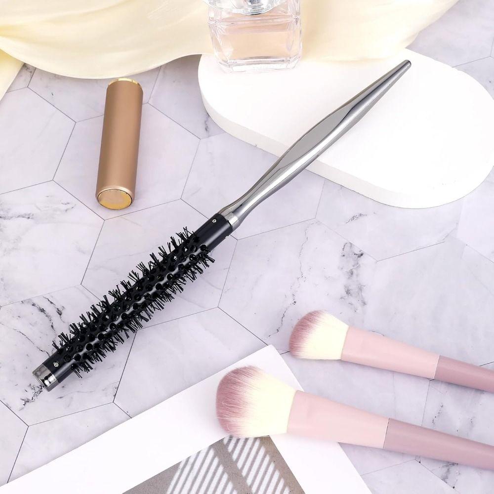 with Smooth Handle Small Curling Brush Styling Hair Brush Nylon Bristles Roller Brush Mini Quiff Roller Portable Curling Brush