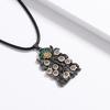 Bohemian Style Purple Zircon Pendant with Irregular Black and Gold Flower Shaped Jewelry High Quality Party Sweater
