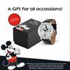 Disney Men's W001853 Mickey Mouse Silver-Tone Watch with Black Synthetic Leather Band