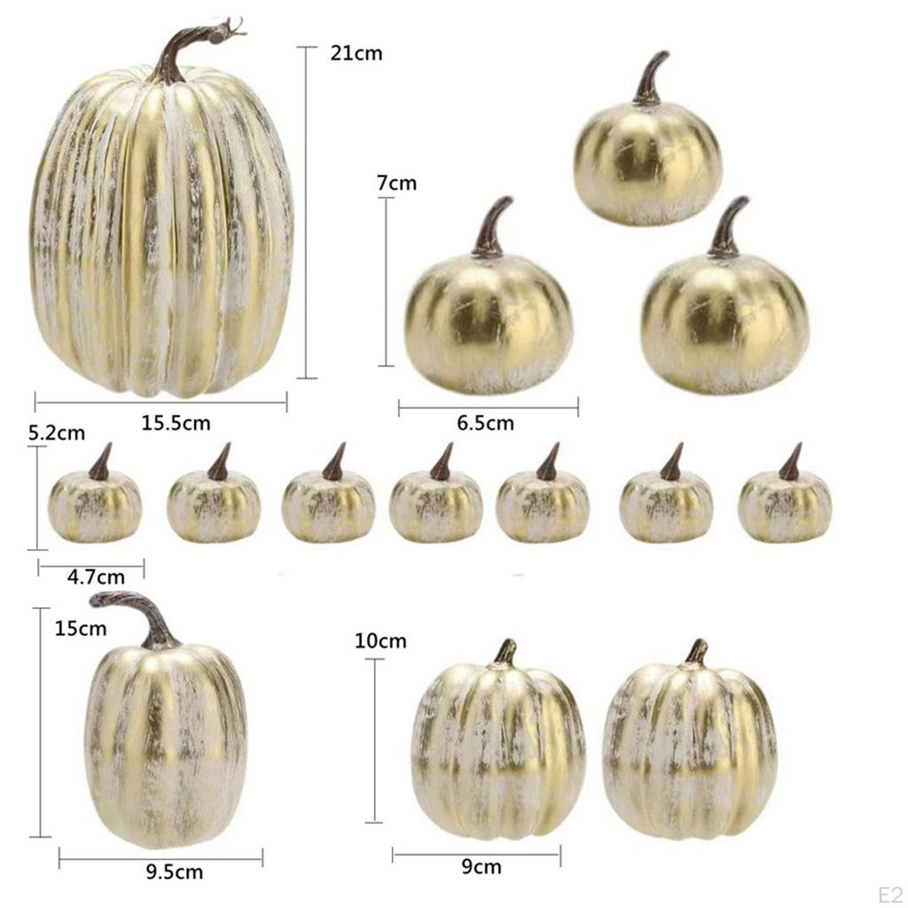 Набор из 14 искусственных золотых тыкв из пенопласта, украшение, декор на Хэллоуин, штабелируемые, разных размеров, для фермерского дома