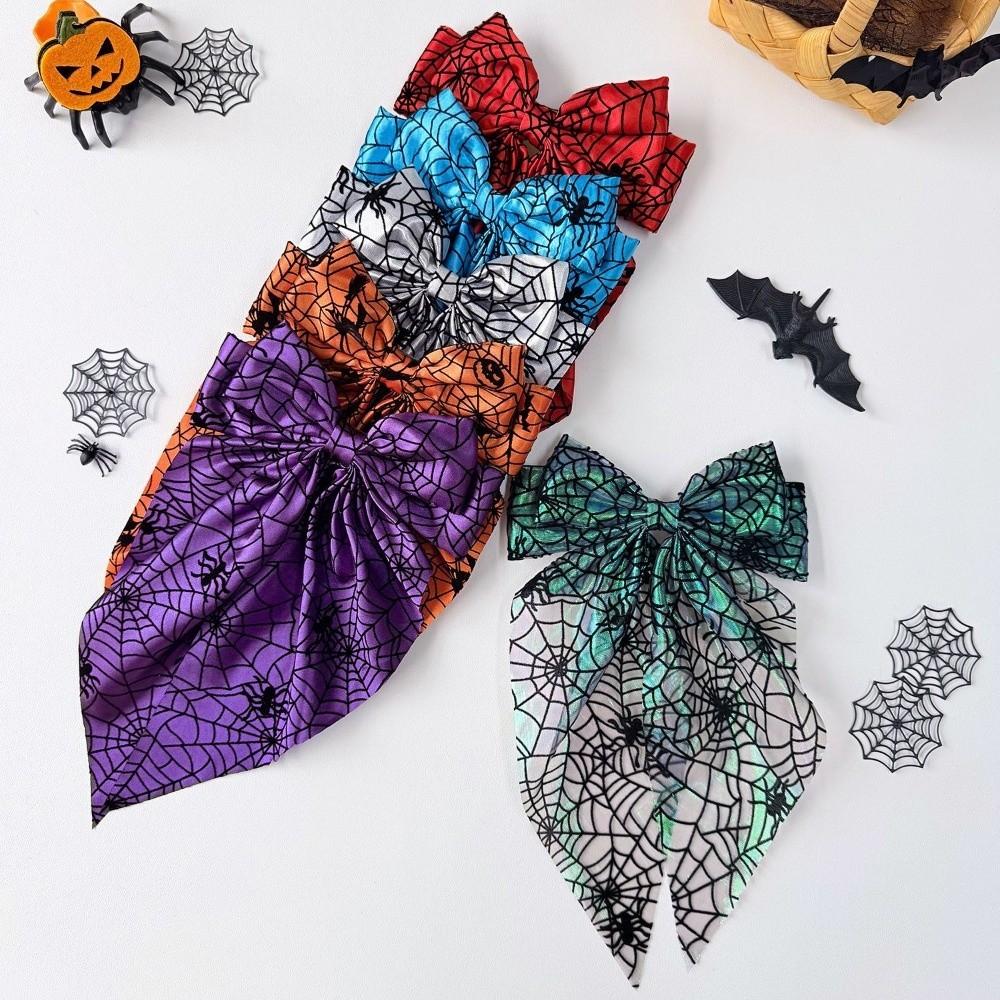Spring Clip Spider Web Hair Bow Gothic Halloween Scrunchie Pumpkin Hair Clip Hair Accessories