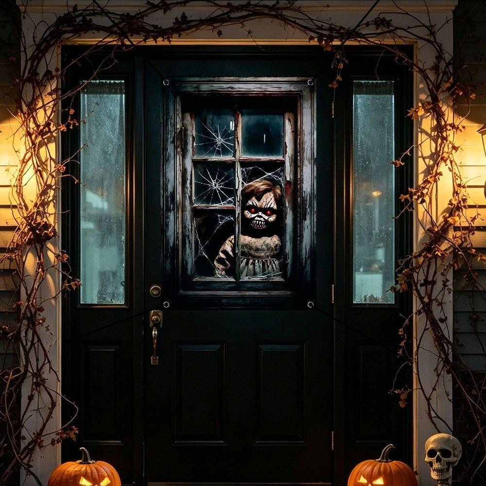 Large Size Fake Window Banner Hanging Design Horror Hanging Cloth Home Decoration