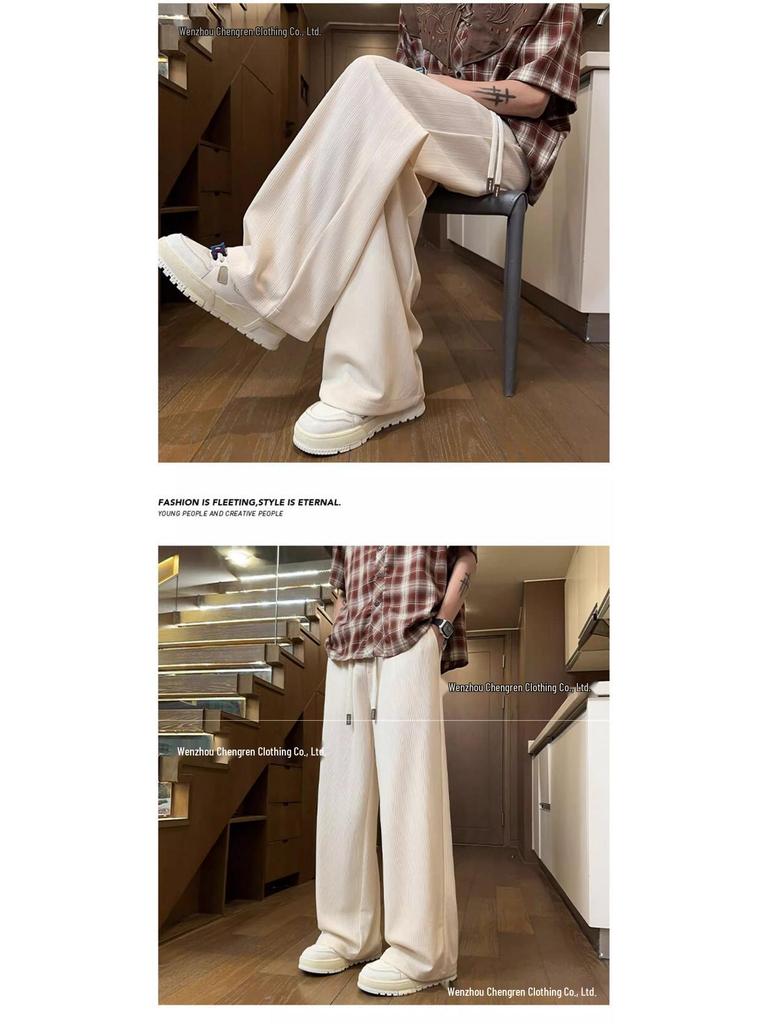 Универсальные мужские брюки на четыре сезона, струящиеся, широкие, модные, фактурные, удобные, свободного кроя