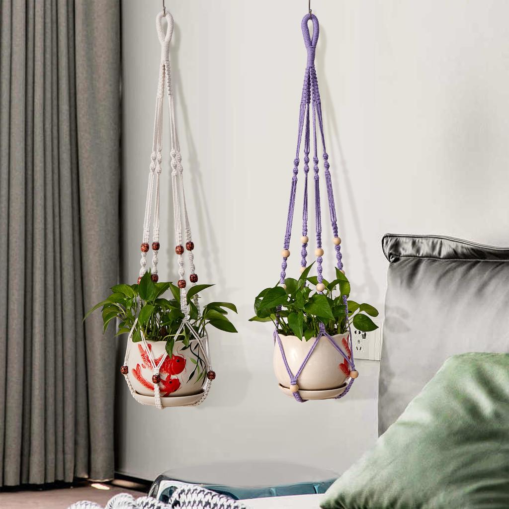 Plant Hanger Handmade Cotton Plant Holder Garden Decoration Outdoor Home Decorations Hanging Basket Flower Pots