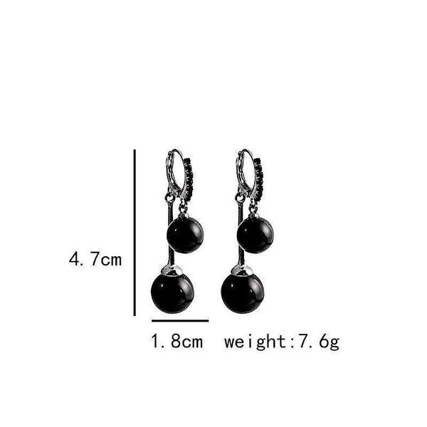 1pair Vintage Black Small Ball Earrings, Niche Temperament Earrings, Women's Versatile Earrings