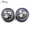 Alisouy 2pc Acrylic Punk Skull Skeleton Round Thread Ear Gauges Tunnels Plugs Expander Stretcher Earring Piercing Body Jewelry