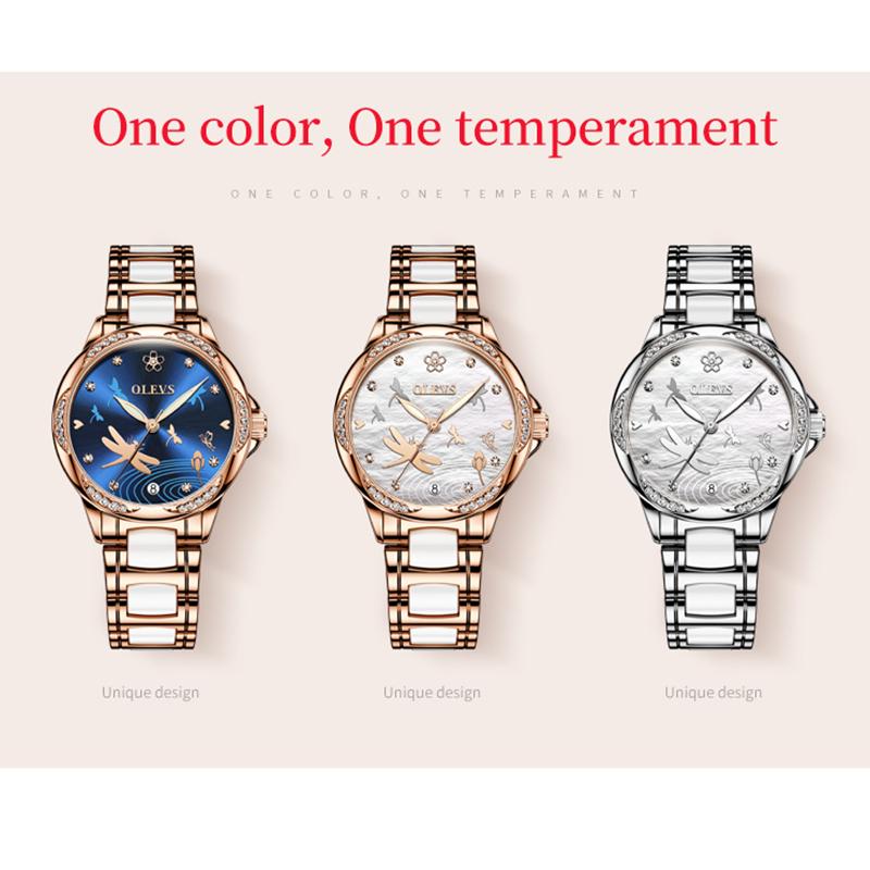 OLEVS 6610 With Gift Box Luxury Fashion Automatic Mechanical Watch Waterproof Noble Luminous Diamond Set Elegant Women's Watch