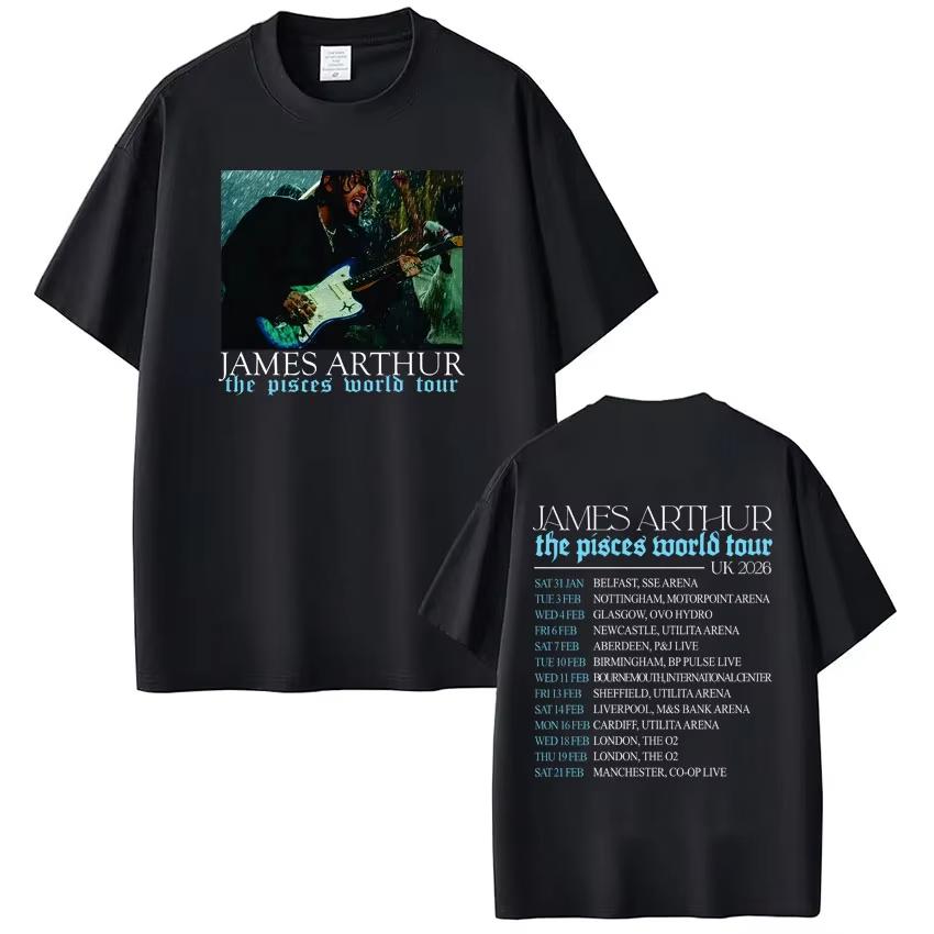 Rapper James Arthur Pisces World Tour 2026 Print Tshirt Unisex Women Hiphop Tshirt Casual pure Cotton Tshirts Streetwear
