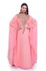 Long Peach Wedding Dubai Farasha Kaftan Georgette Abaya Ramzan Dress Moroccan