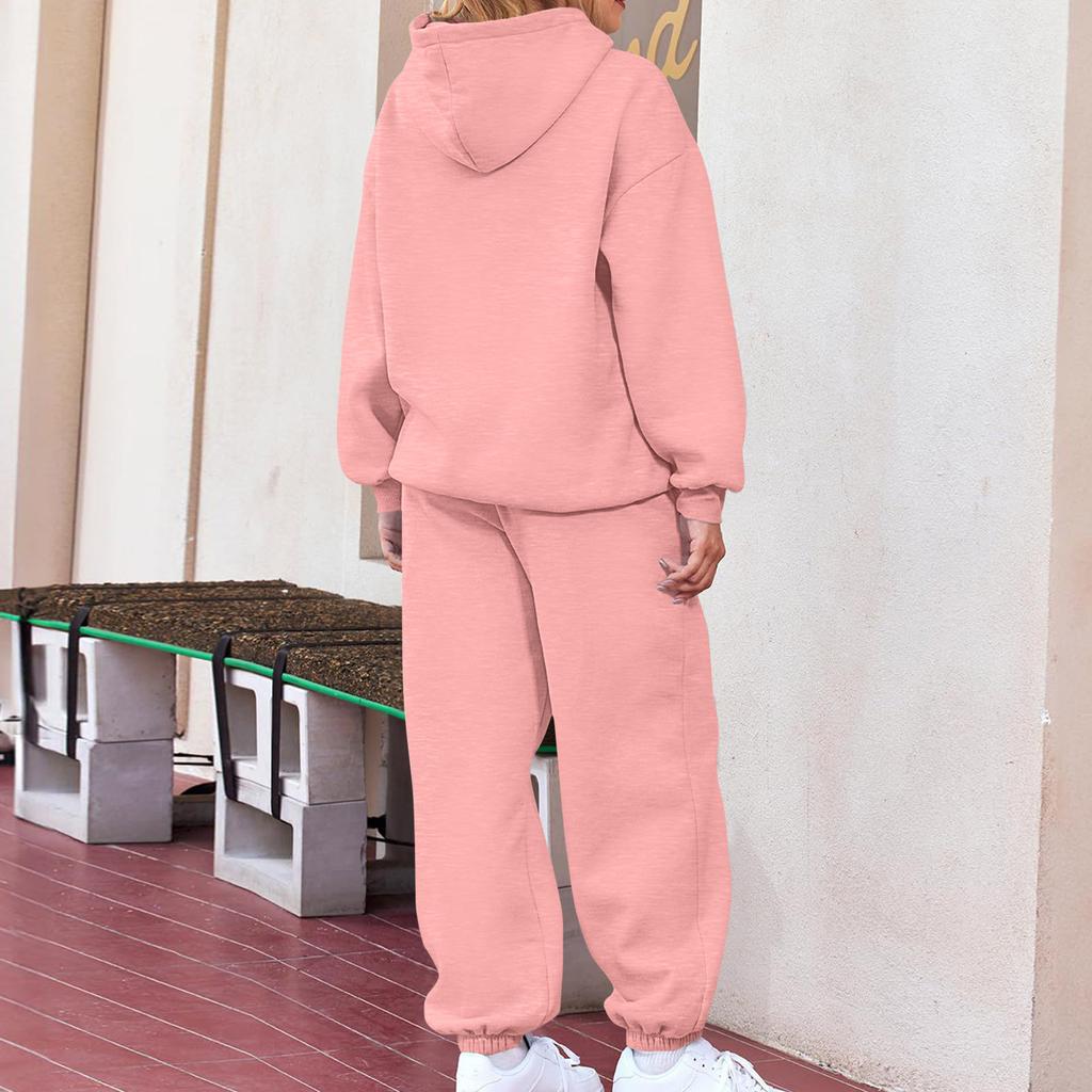 Женские комплекты из 2 предметов, спортивный костюм с капюшоном, толстовка большого размера, мешковатые осенние модные спортивные штаны с карманами