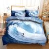 Summer Surf Seaside Bedding Set Vacation Blue Ocean Comforter Duvet Cover Set For Adults King Queen Size 3D Quilt Bed Set Linen