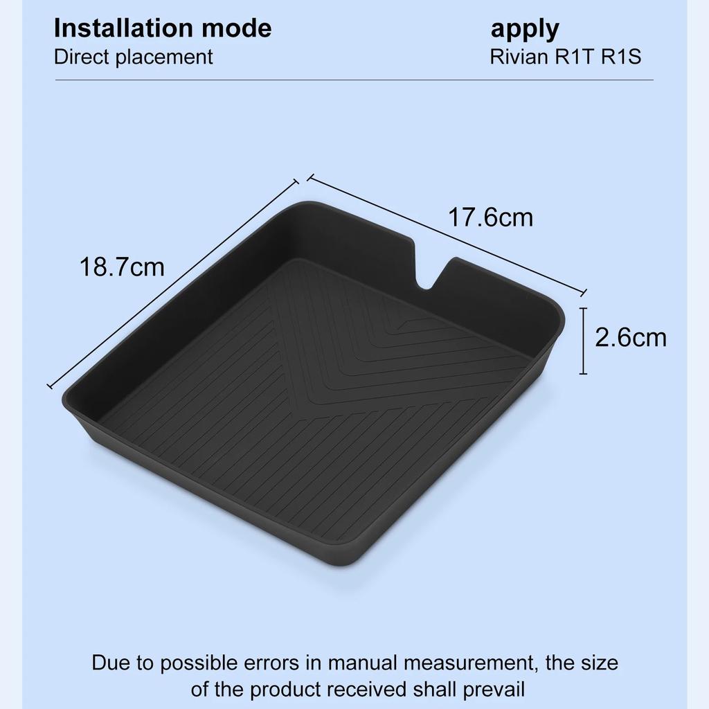 zkfan8 for RIVIAN R1T R1S Secone Row Armrest Storage Box Silicone Car Tray Organizing Tidying Auto Accessories Black