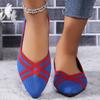 Women's Pointed Toe Flat Shoes Solid Color Knitted Slip On Shoes Casual Breathable Ballet Flats Women Flat Shoes Loafers Women