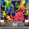 Психоделический гобелен с осьминогом, психоделический череп, художественный настенный гобелен, матрас, общежитие, спальня, эстетика, домашний декор