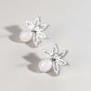 Horse Eye Stud Earrings, Imitation Pearl Flower Jewelry, Light Luxury High-End Exquisite Jewelry