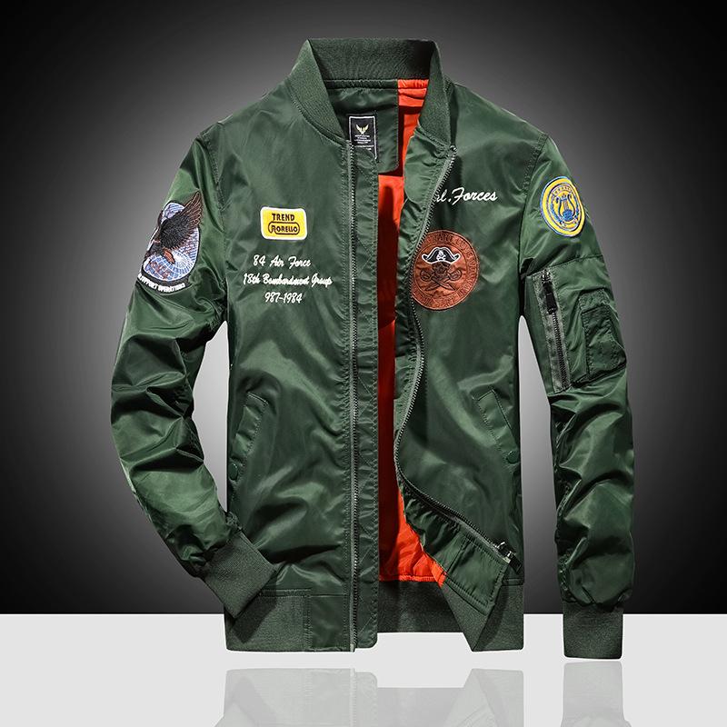 Мужская куртка Осенняя куртка-бомбер ВВС Мужская вышивка Бейсбольная форма Повседневная куртка