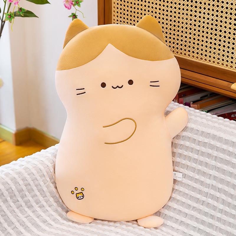 Cute Cartoon Tri Color Cat Plush Toy Pillow For Kids Bed And Nap Time Use