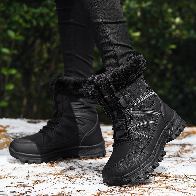 Зимние женские высокие ботинки для снега, уличные теплые мягкие плюшевые ботильоны, женские противоскользящие износостойкие повседневные женские туфли