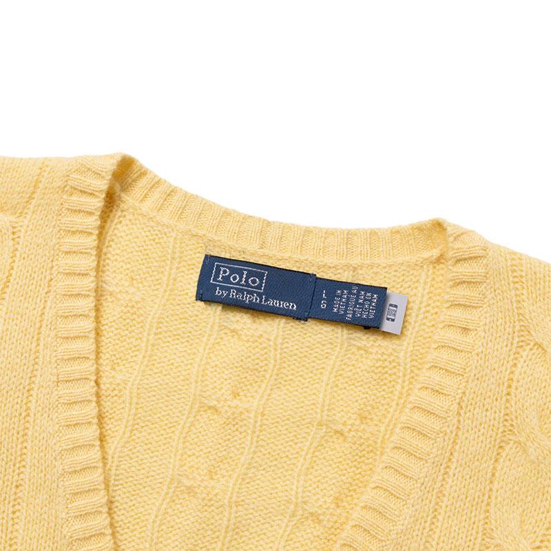 Свитер с V-образным вырезом Polo Ralph Lauren, вязаный косами, женский свитер 211971866-007