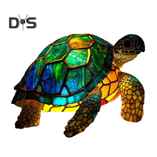 Витражная настольная лампа с изображением животных на батарейках, винтажный ночник с изображением животных для дома, офиса, спальни, детской комнаты, прикроватная настольная лампа