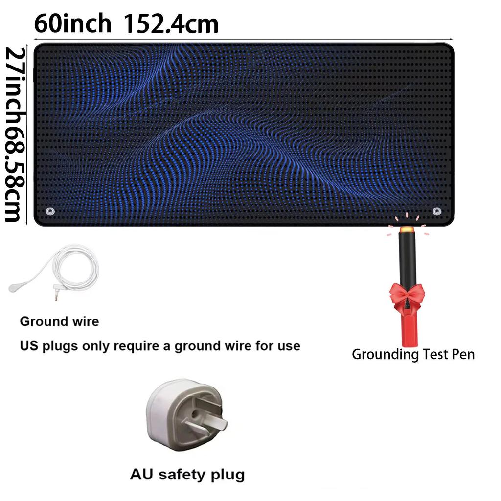 Grounding Mat for Bed, Earth Connected Sheets with Grounding Cord & Tester (Black, Queen)