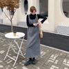 Серый шерстяной комплект-платье в корейском стиле: Женский костюм из двух предметов: топ и жилет, осень 2025