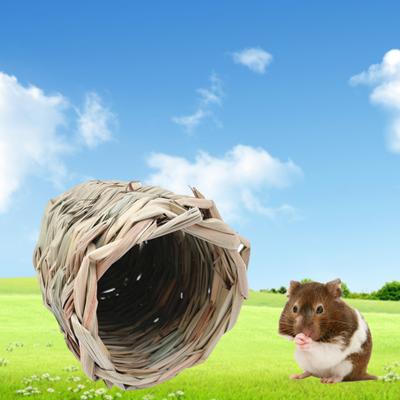 Гнездо для хомяка, жевательная игрушка, натуральная трава, сотканное вручную соломенное гнездо, маленький туннель для убежища для домашних животных