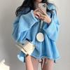 Women's Knit Sweater Long Sleeved V-neck Oversized Rolled Edge Sweaters Basic Slit Fashion Outerwear Woman Top Pullover